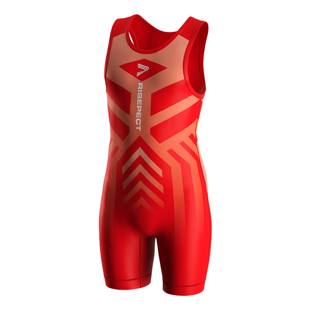 Red Lycra USA Wrestling Singlet 2.0 with Back & Crotch Mesh Vents