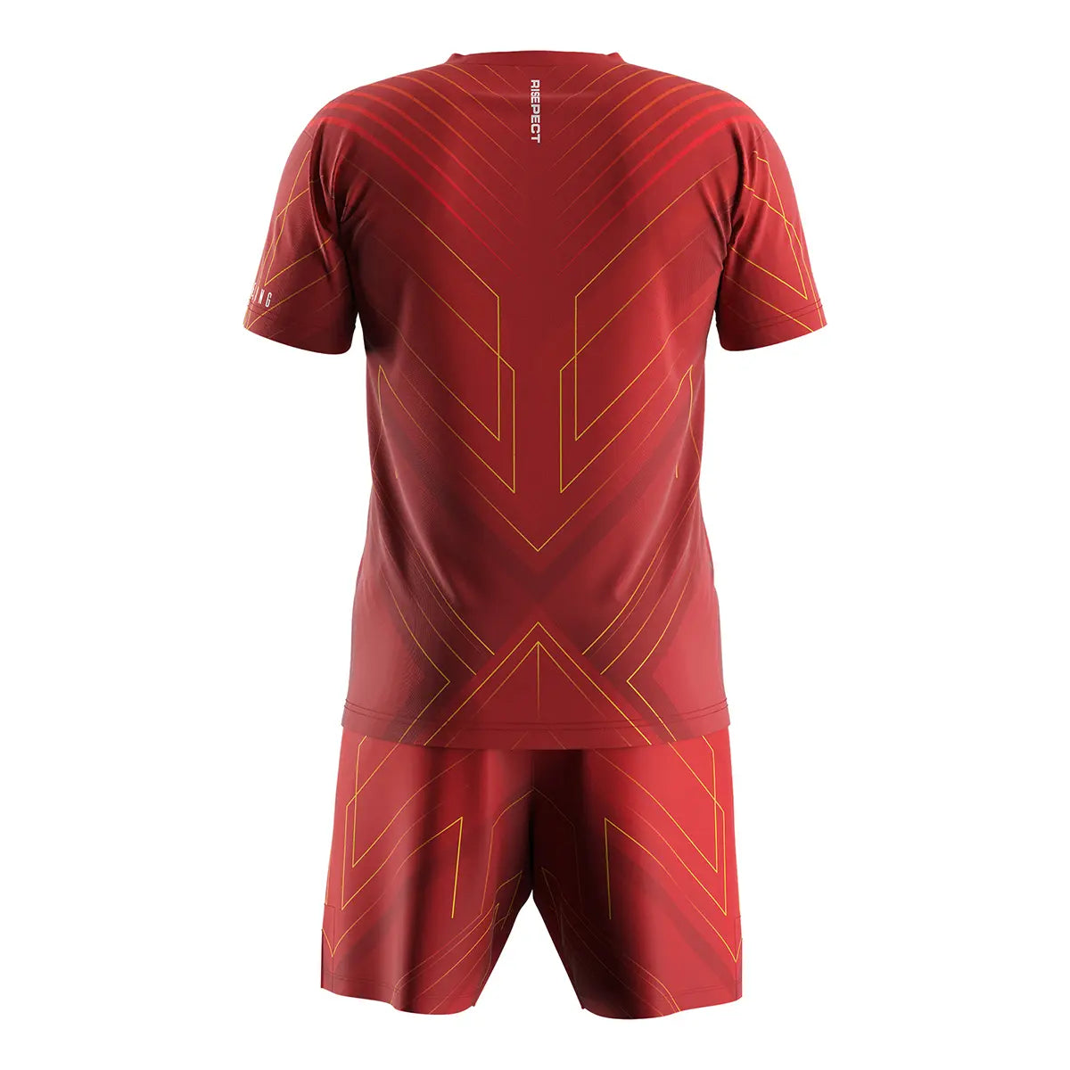 The Back View of Red Wrestling Shirt & Shorts Set Line of Impact