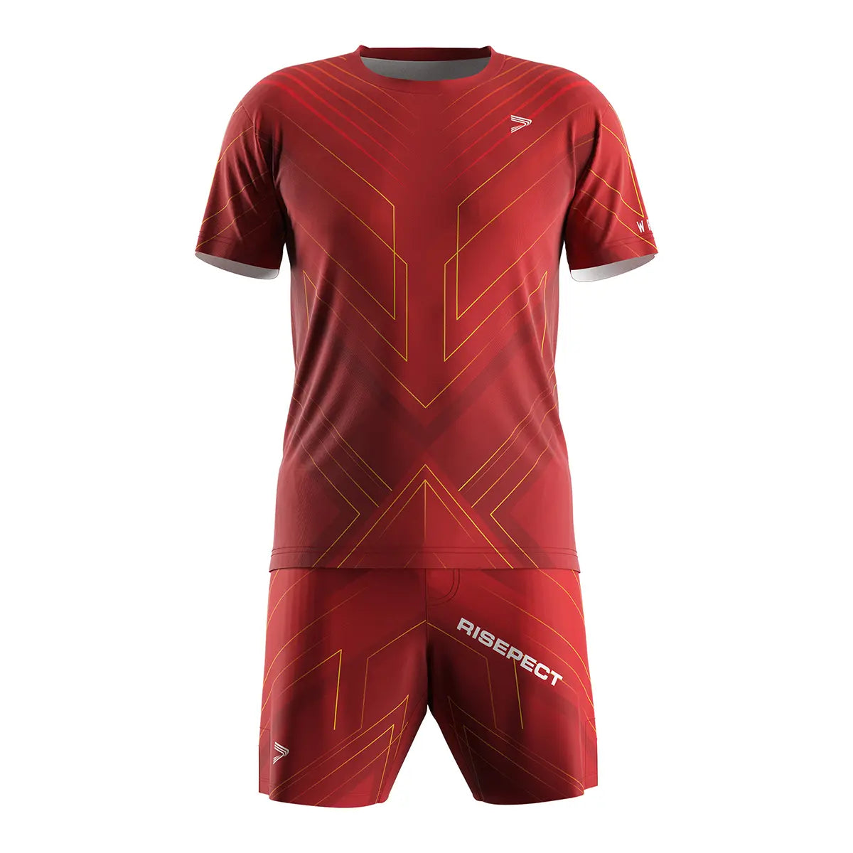 The Front View of Red Wrestling Shirt & Shorts Set Line of Impact