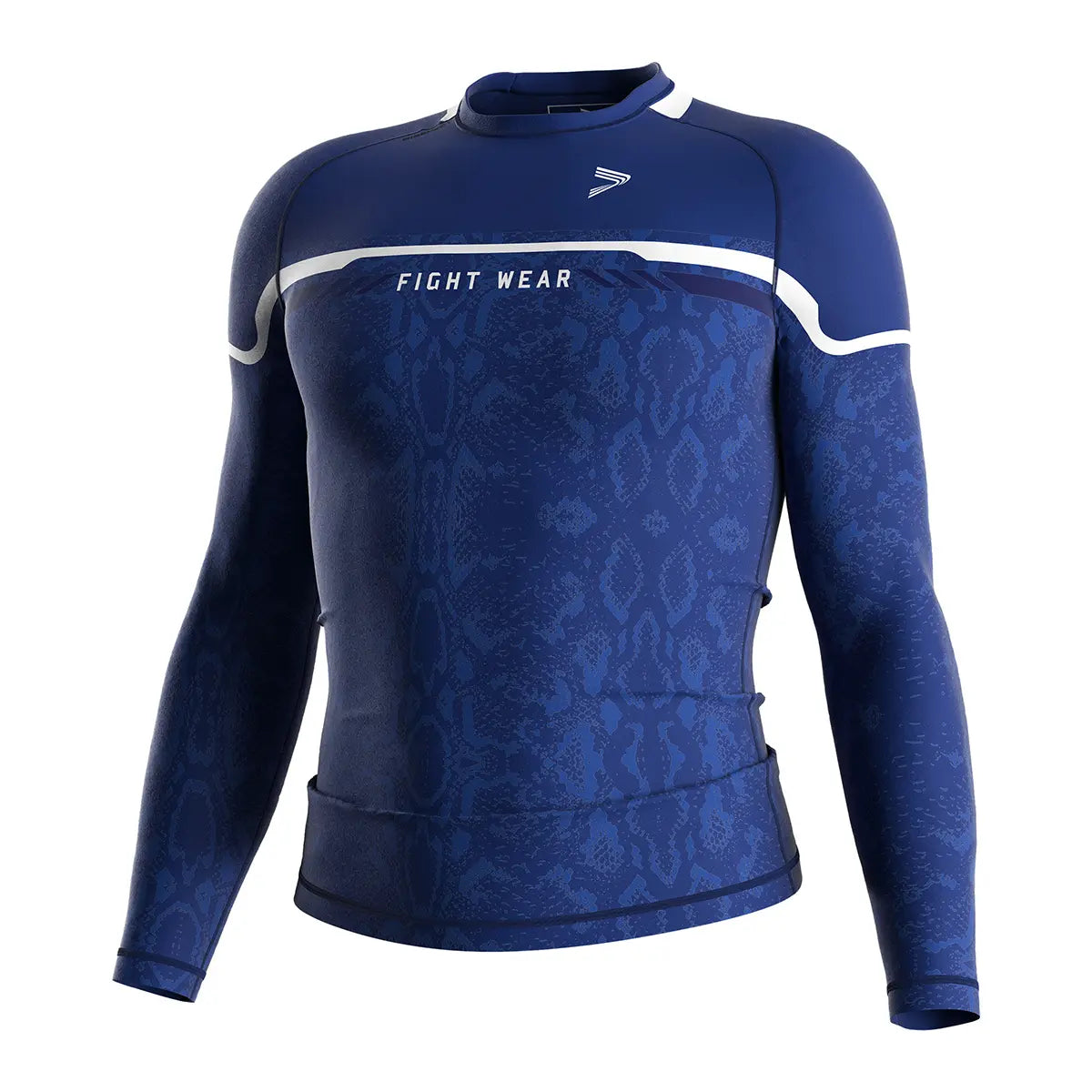 Royal Blue Long Sleeve Serpent Strike Rash Guard for MMA & BJJ Front View