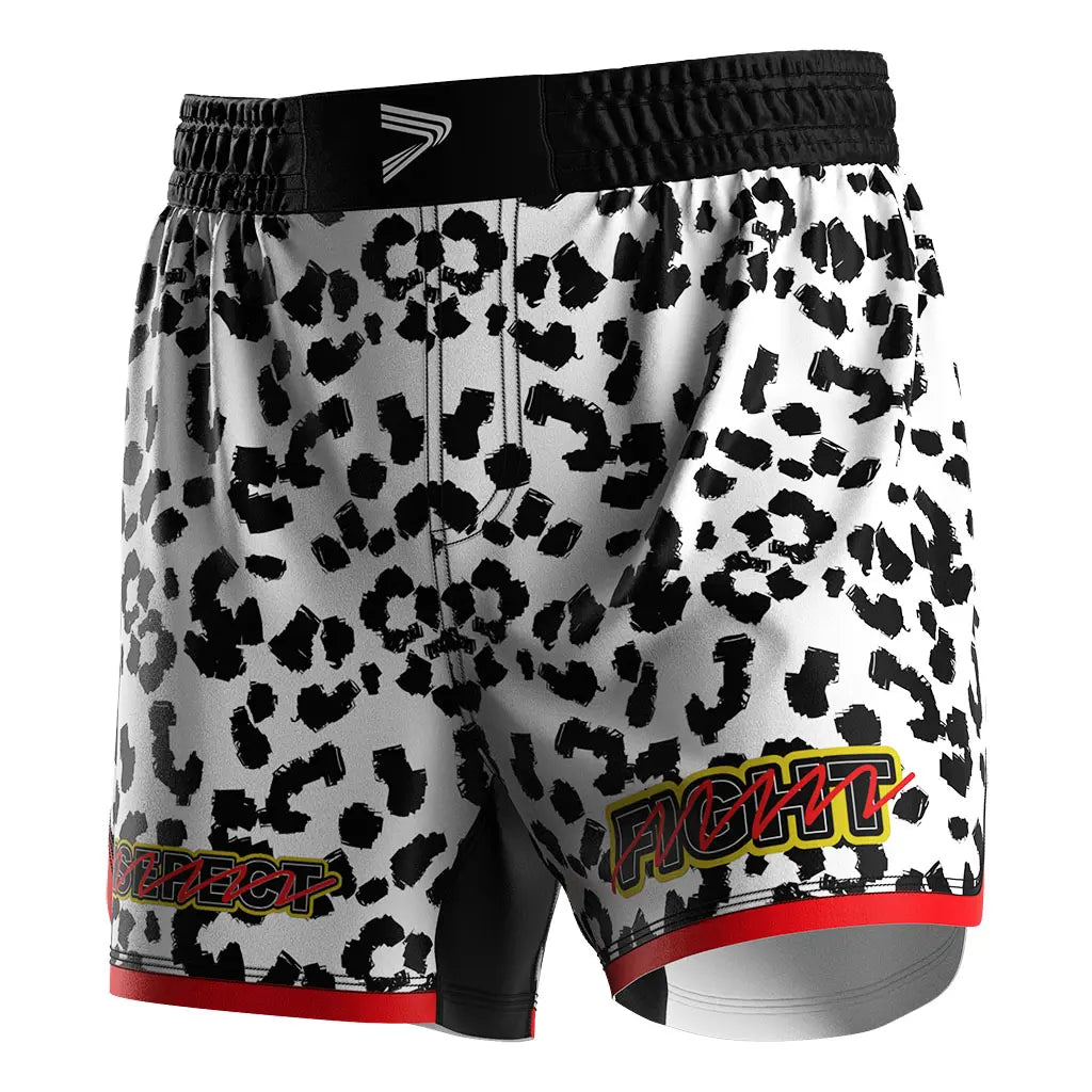The Left Front View of Savage Stripe MMA Shorts
