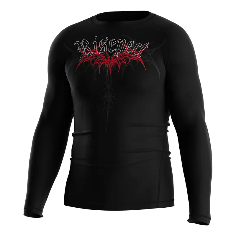 The Left Front View Seraphim Reversed Winged Demon Rash Guard 3.0 Fallen Angel