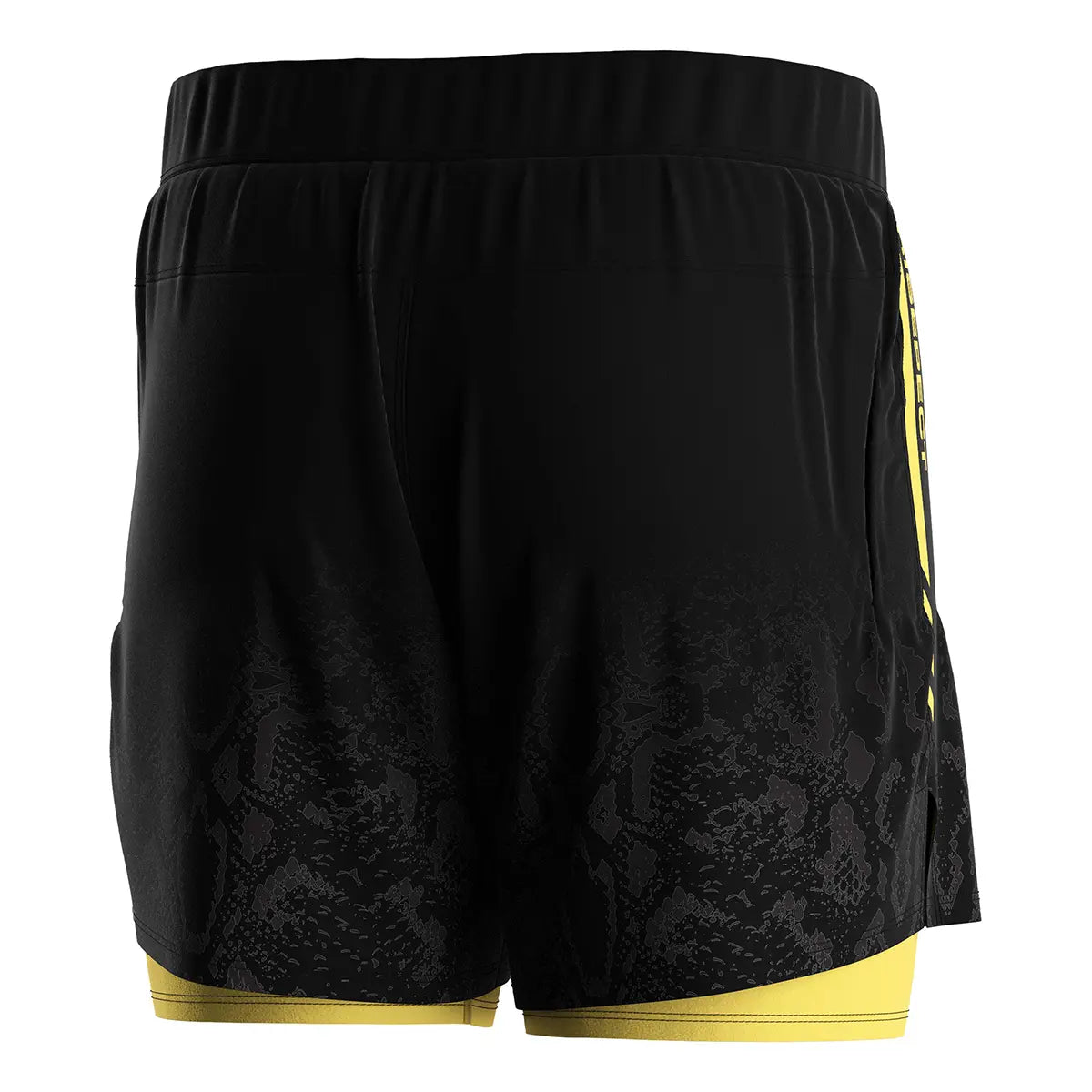 Black & Gold Serpent Strike 2-in-1 MMA Fight Shorts W/ Compression Inner Back View