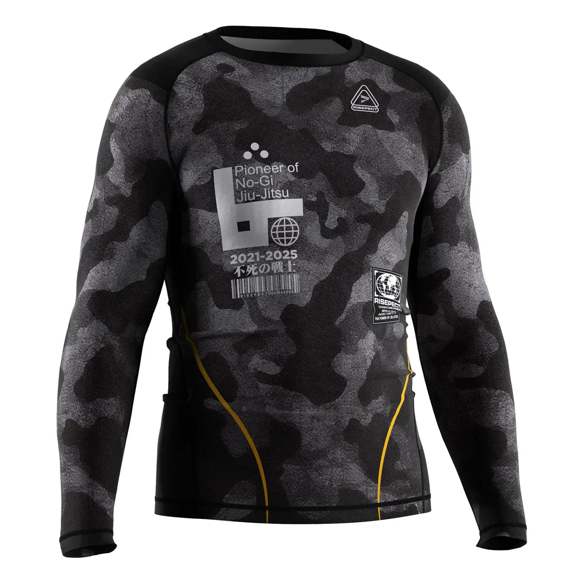 The Right Front of Shadow Camo Tactical Flow Rash Guard 3.0