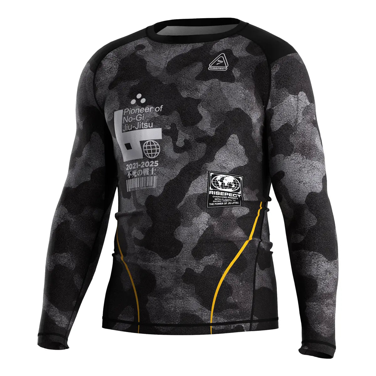 The Left Front View of Shadow Camo Tactical Flow Rash Guard 3.0