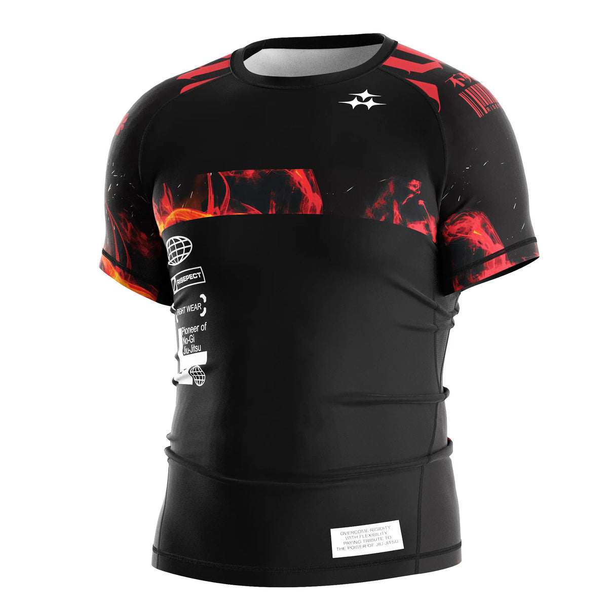 Left Front View of Short Sleeve Rash Guard 3.0 – Awakened Gaze Flame Eye