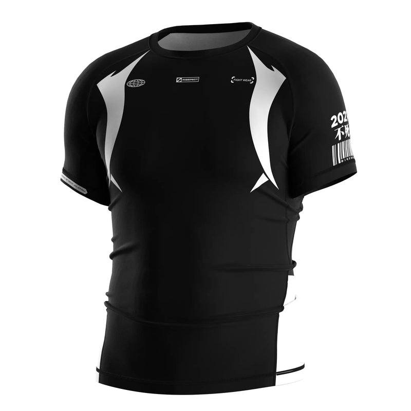 Short Sleeve Rash Guard 3.0 – Black & White Minimal Panel