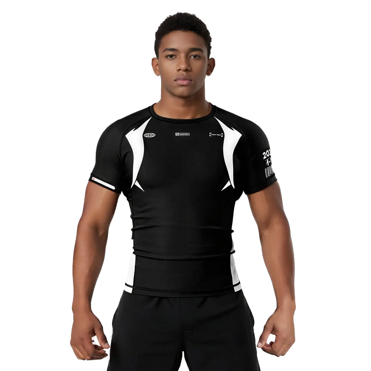 Short Sleeve Rash Guard 3.0 – Black & White Minimal Panel