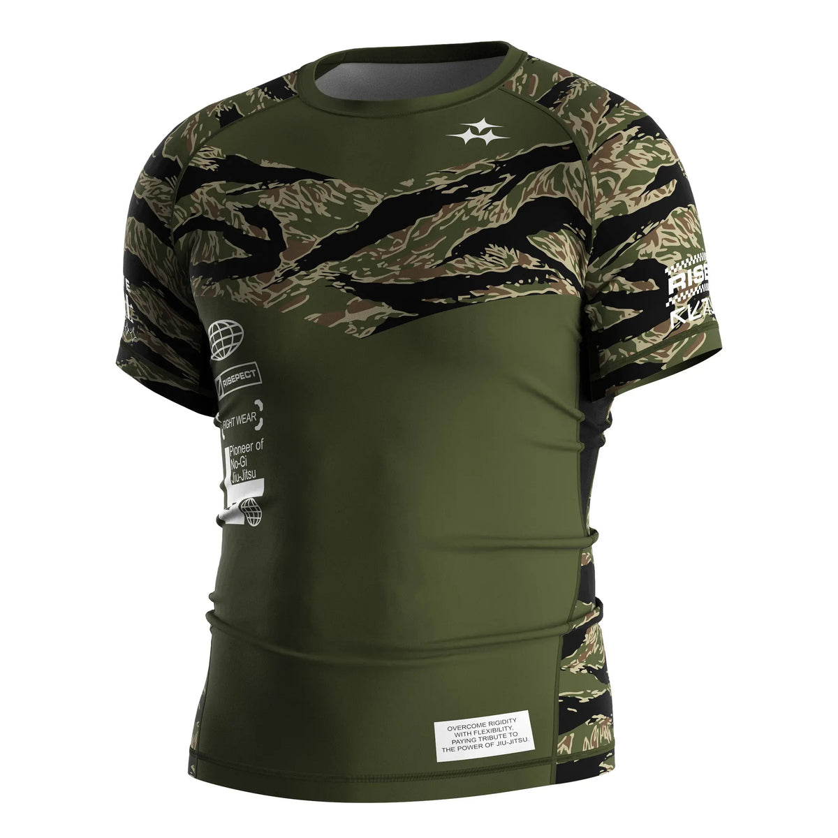 Short Sleeve Rash Guard 3.0 - Olive Green Jungle Camo Left Front View