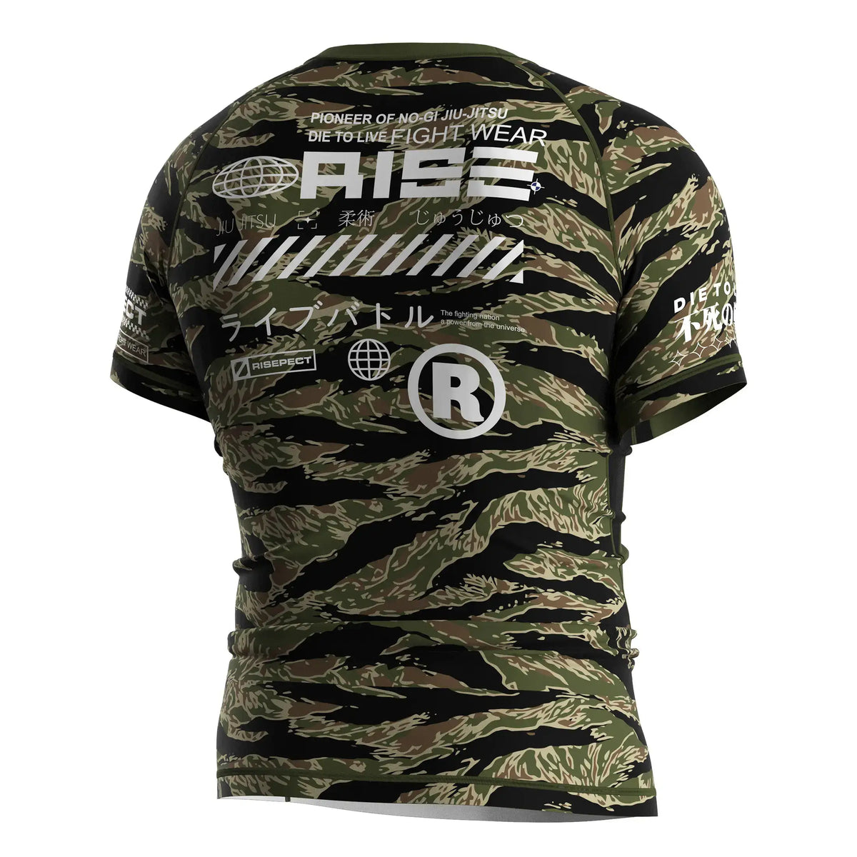 Short Sleeve Rash Guard 3.0 - Olive Green Jungle Camo Right Back View