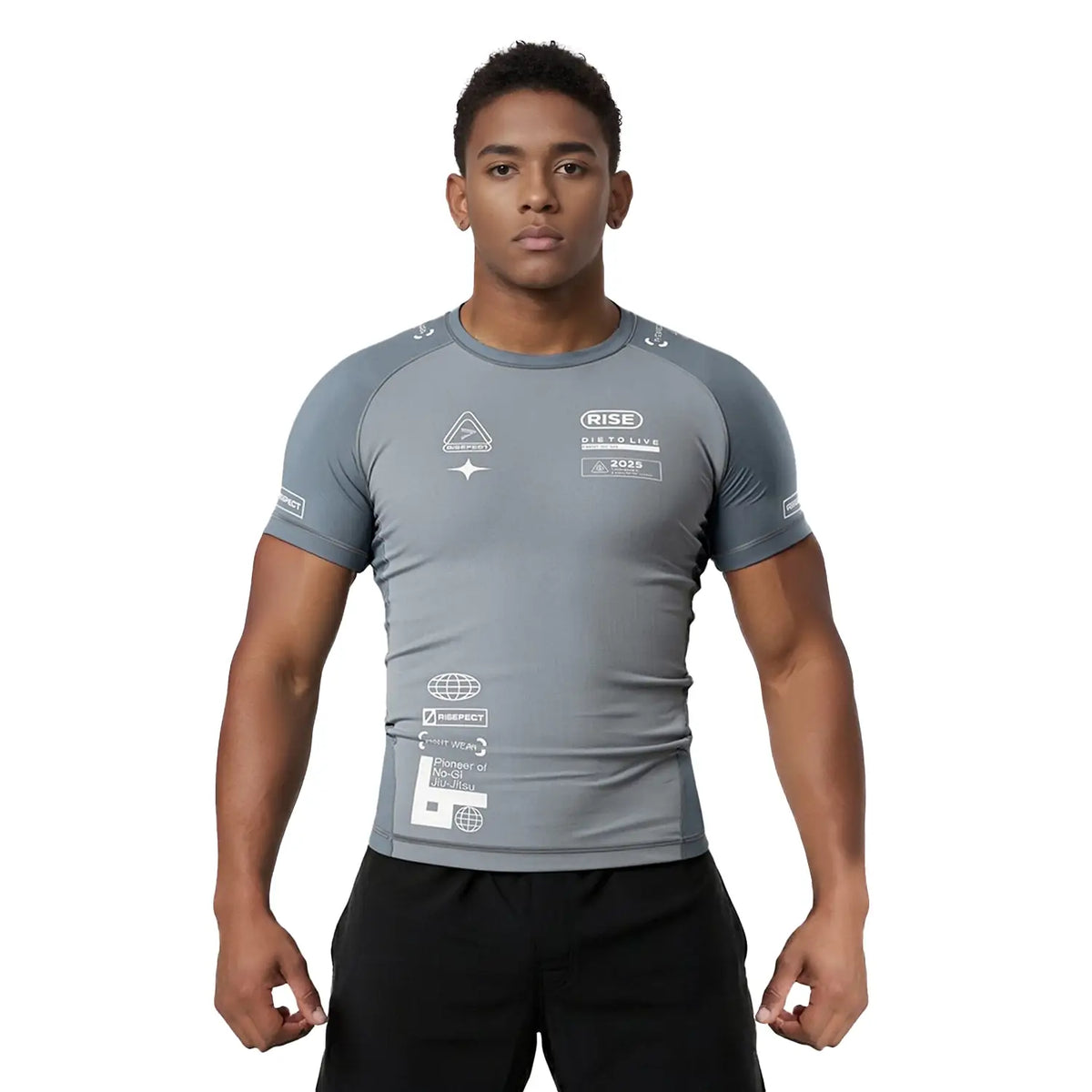 Short Sleeve Rash Guard 3.0 – Ice Blue with Gray Panels