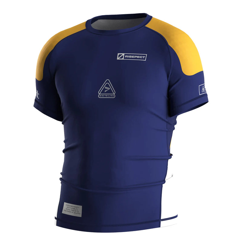 Short Sleeve Rash Guard 3.0 – Navy with Yellow Patch