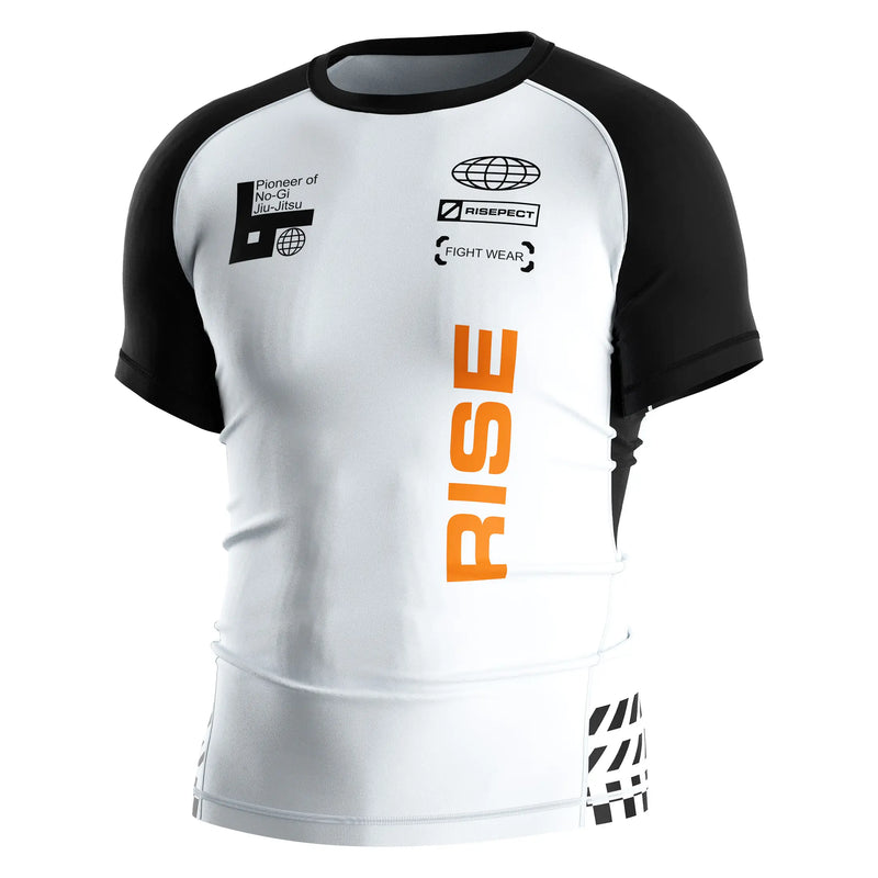 Short Sleeve Rash Guard 3.0 – White & Black Rise Orange