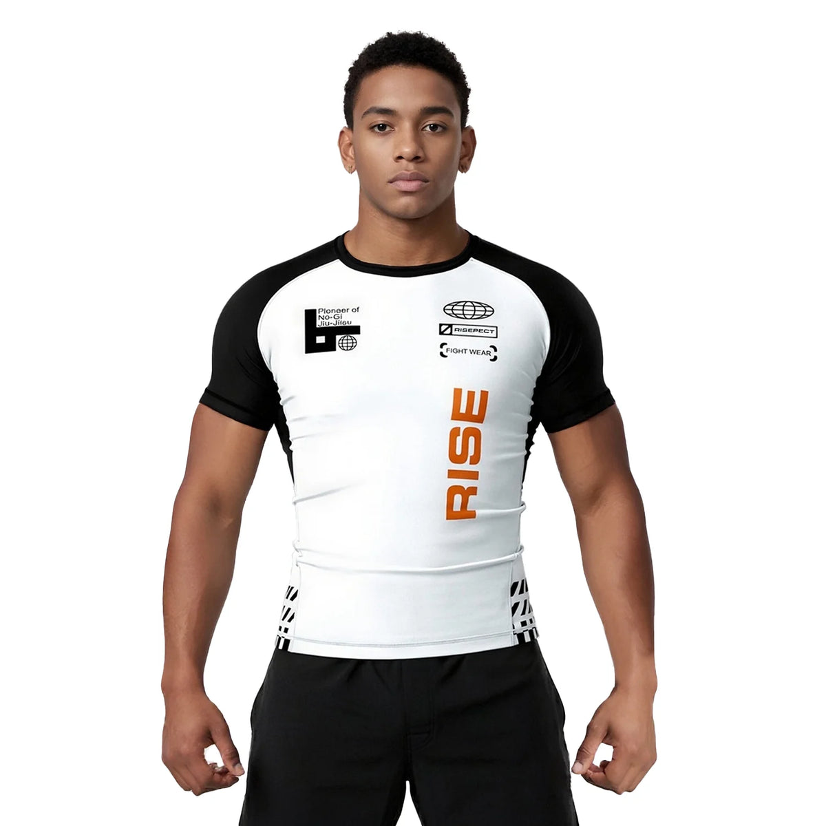 Short Sleeve Rash Guard 3.0 – White & Black Rise Orange