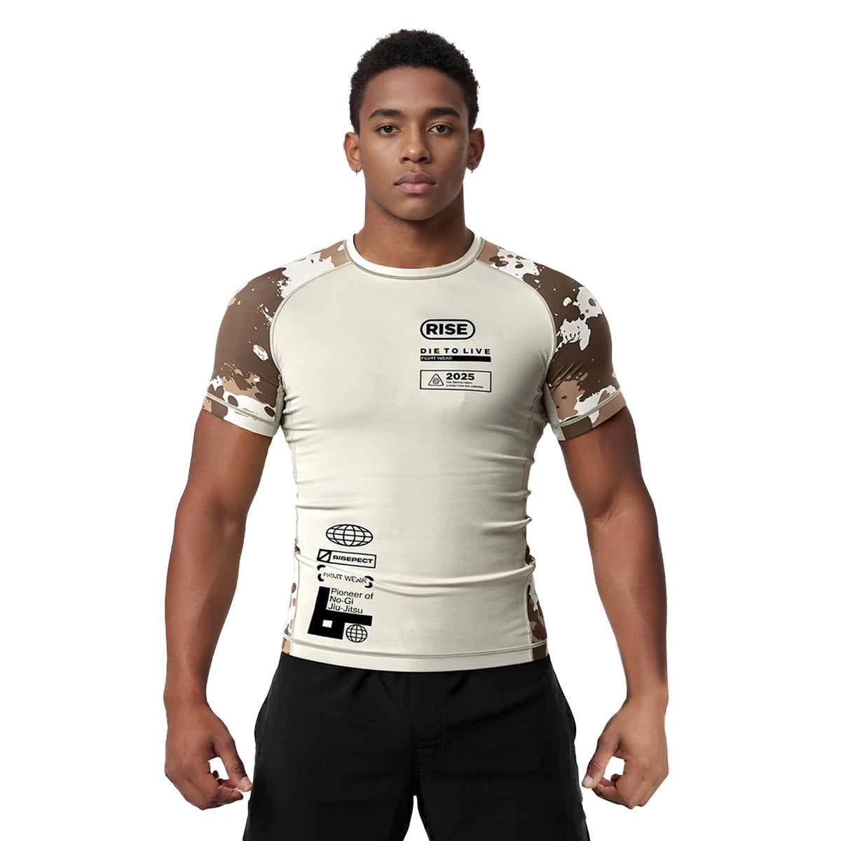 Short Sleeve Rash Guard 3.0 – White with Desert Camo
