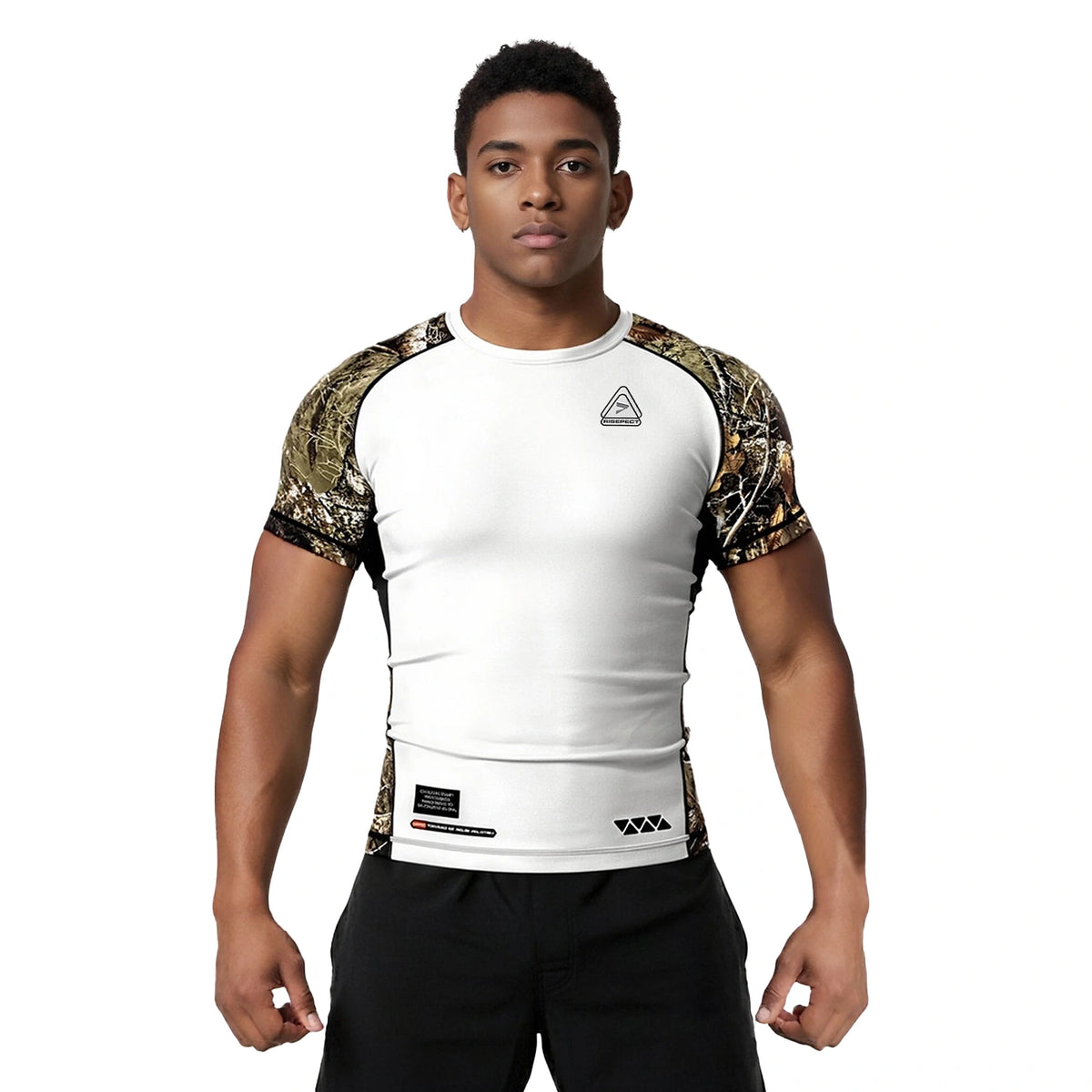 Short Sleeve Rash Guard 3.0 – White with Forest Camo