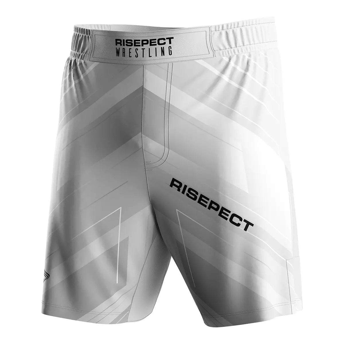 Silver Line of Impact Wrestling Shorts Front View