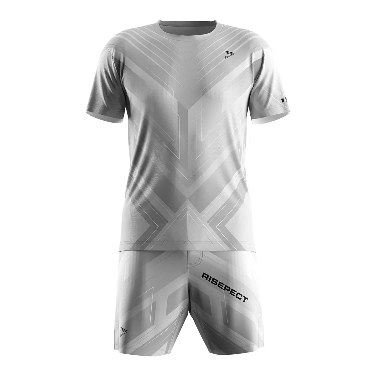 The Front View of White Wrestling Shirt & Shorts Set Line of Impact