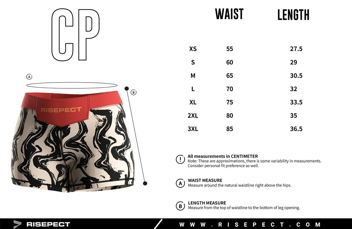 Women's Sizes Chart of Brushstroke Warrior Women's Vale Tudo Shorts 2.0