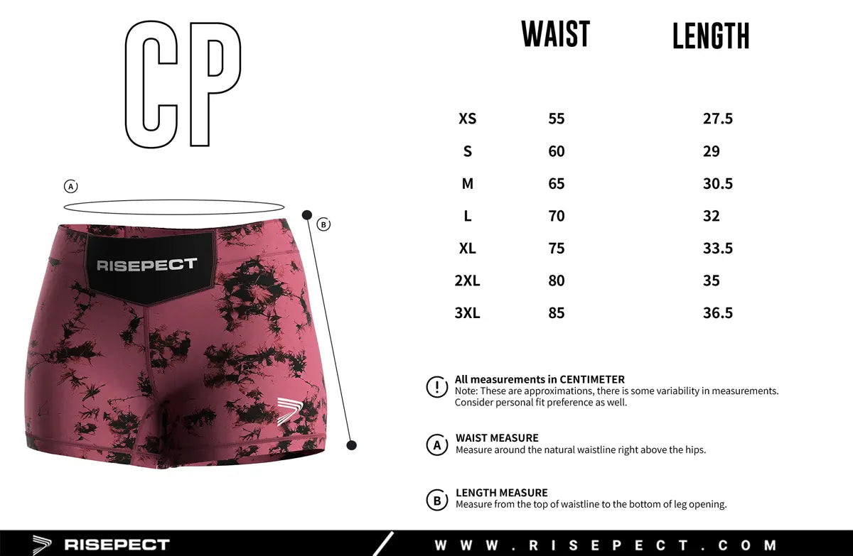 Female Sizes Chart of Crimson Bloom Women's Vale Tudo Shorts 2.0