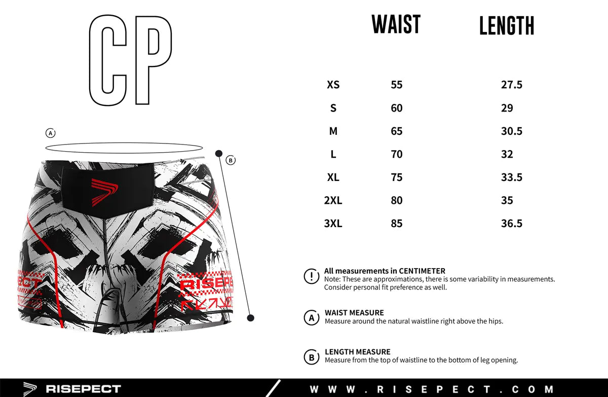 Female Sizes Chart of Inkstrike Women's Vale Tudo Shorts 2.0