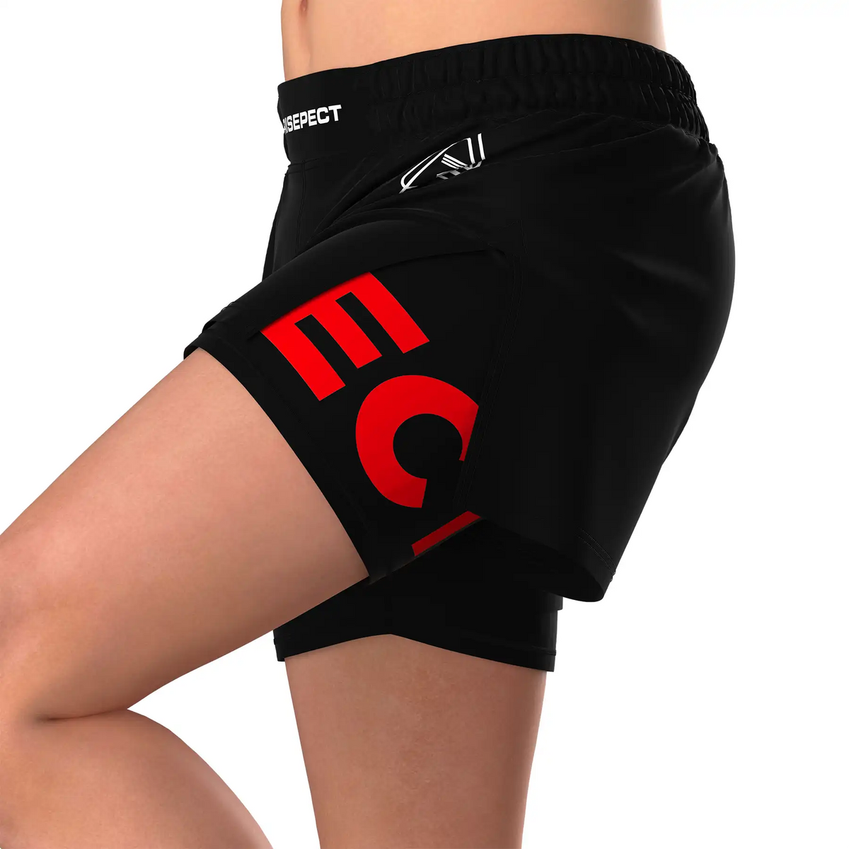 Solid Black 2 In 1 No Gi Hybrid Shorts for Men