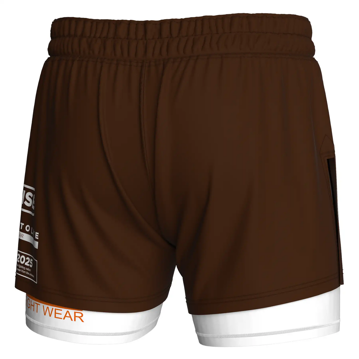 Solid Brown 2 In 1 No Gi Hybrid Shorts for Men