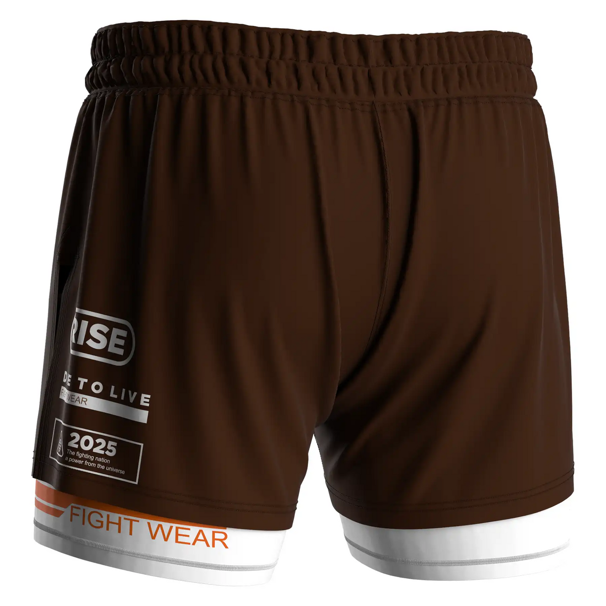 Solid Brown 2 In 1 No Gi Hybrid Shorts for Men