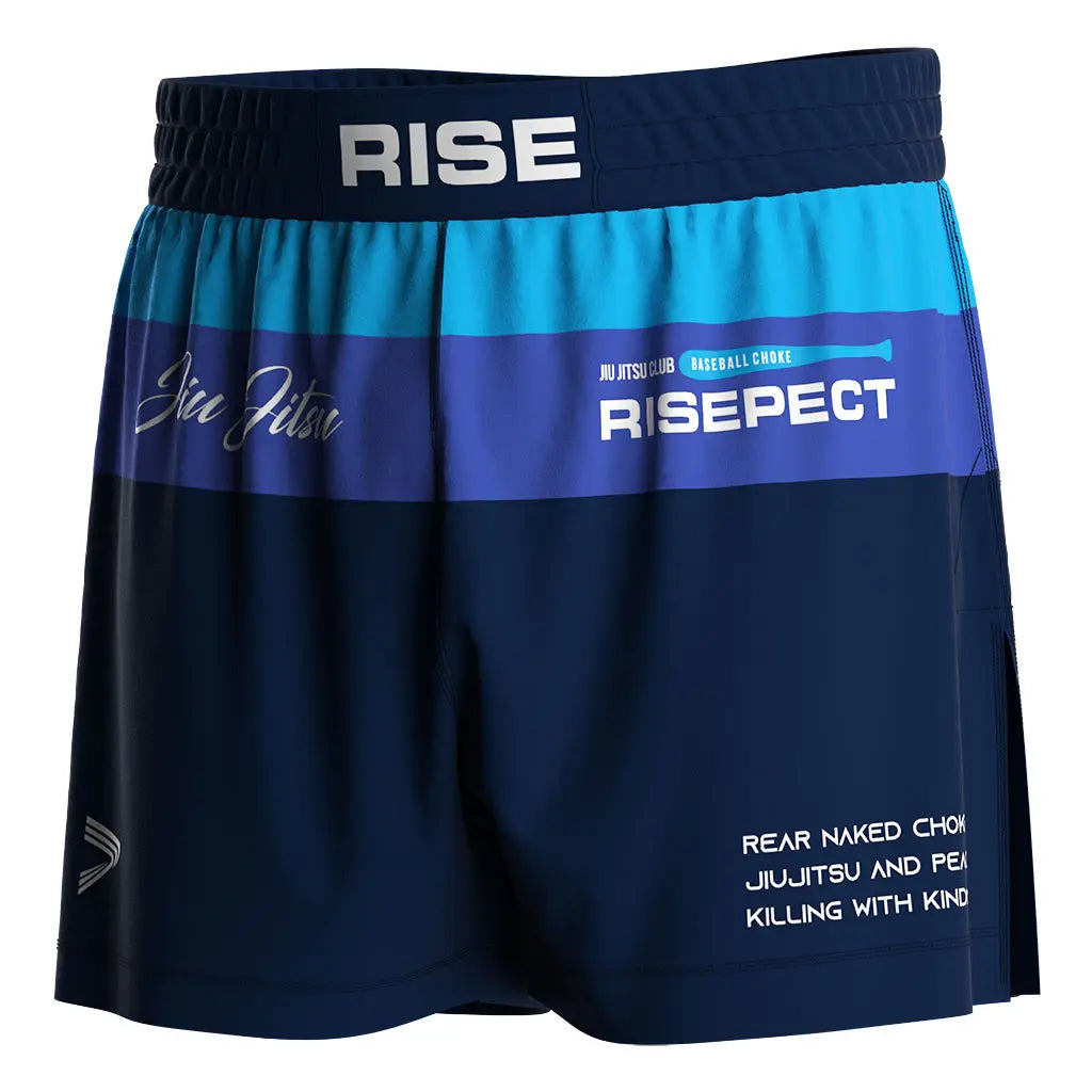 The Left Front View of Stripes High Slit Kindness Choke BJJ MMA Hybrid Shorts