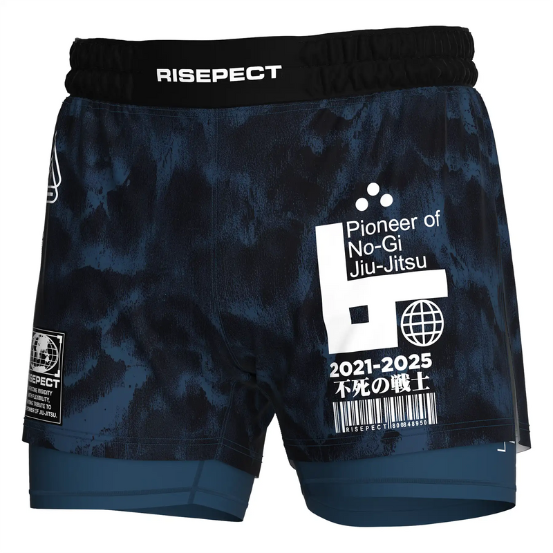 Tie Dye Blue 2in1 BJJ Hybrid Shorts Men