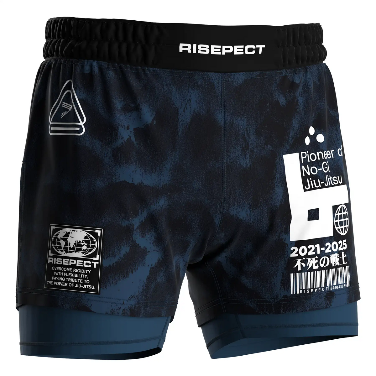 Tie Dye Blue 2in1 BJJ Hybrid Shorts Men
