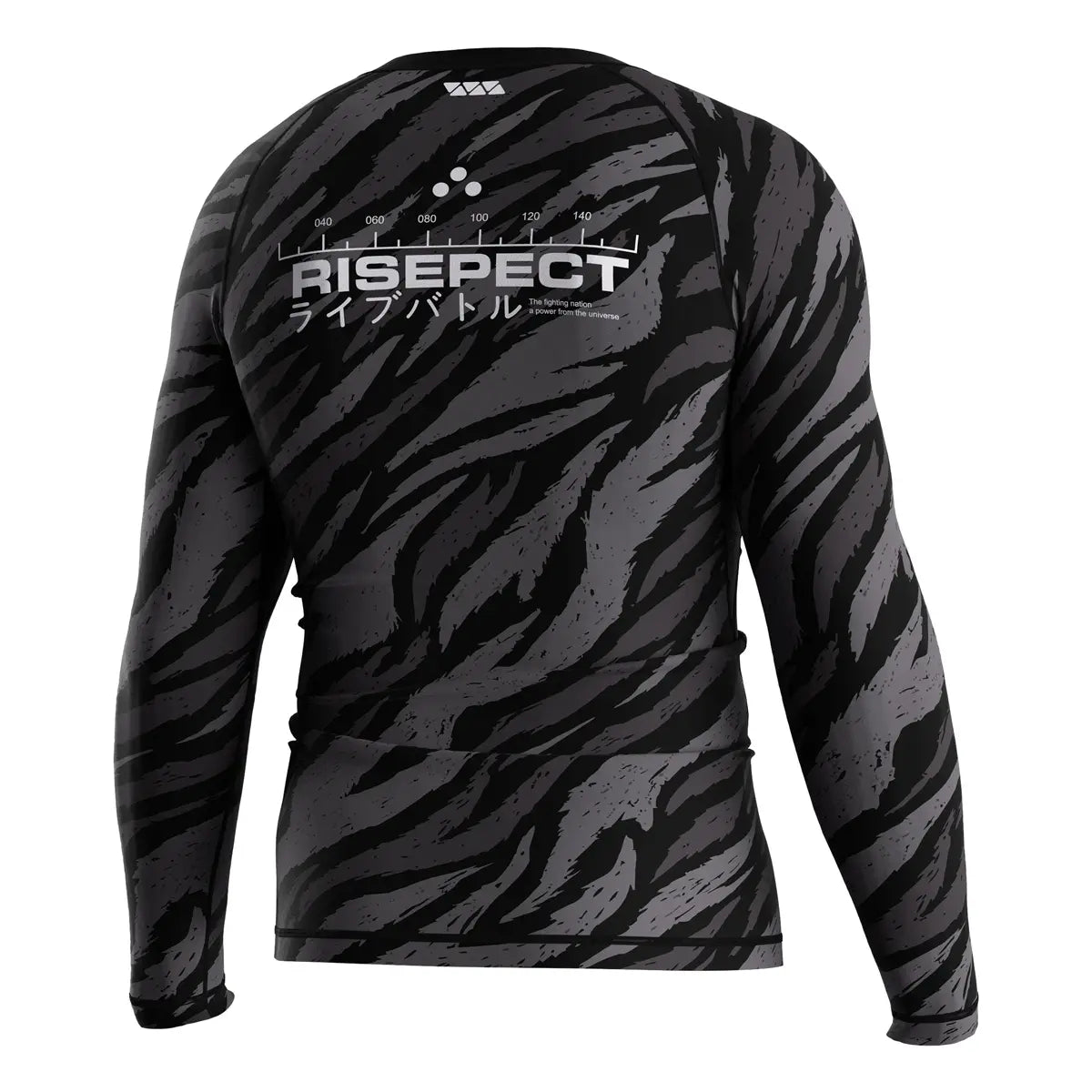 The Right Back View of Tiger Fade Stealth Power Rash Guard 3.0