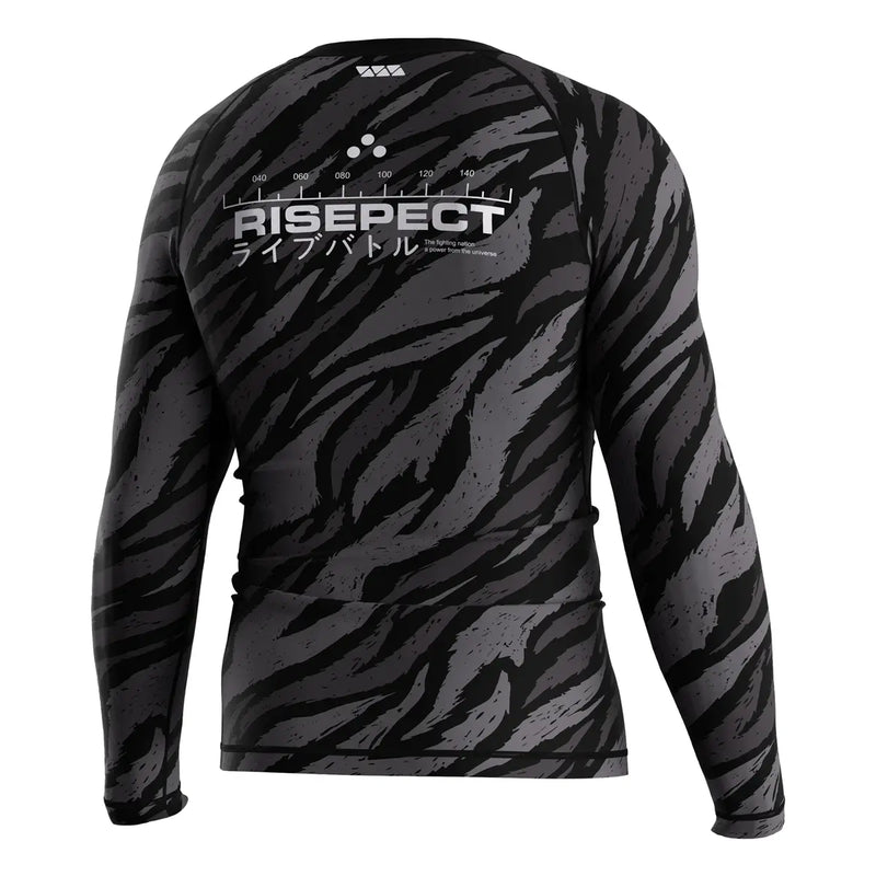 The Right Back View of Tiger Fade Stealth Power Rash Guard 3.0