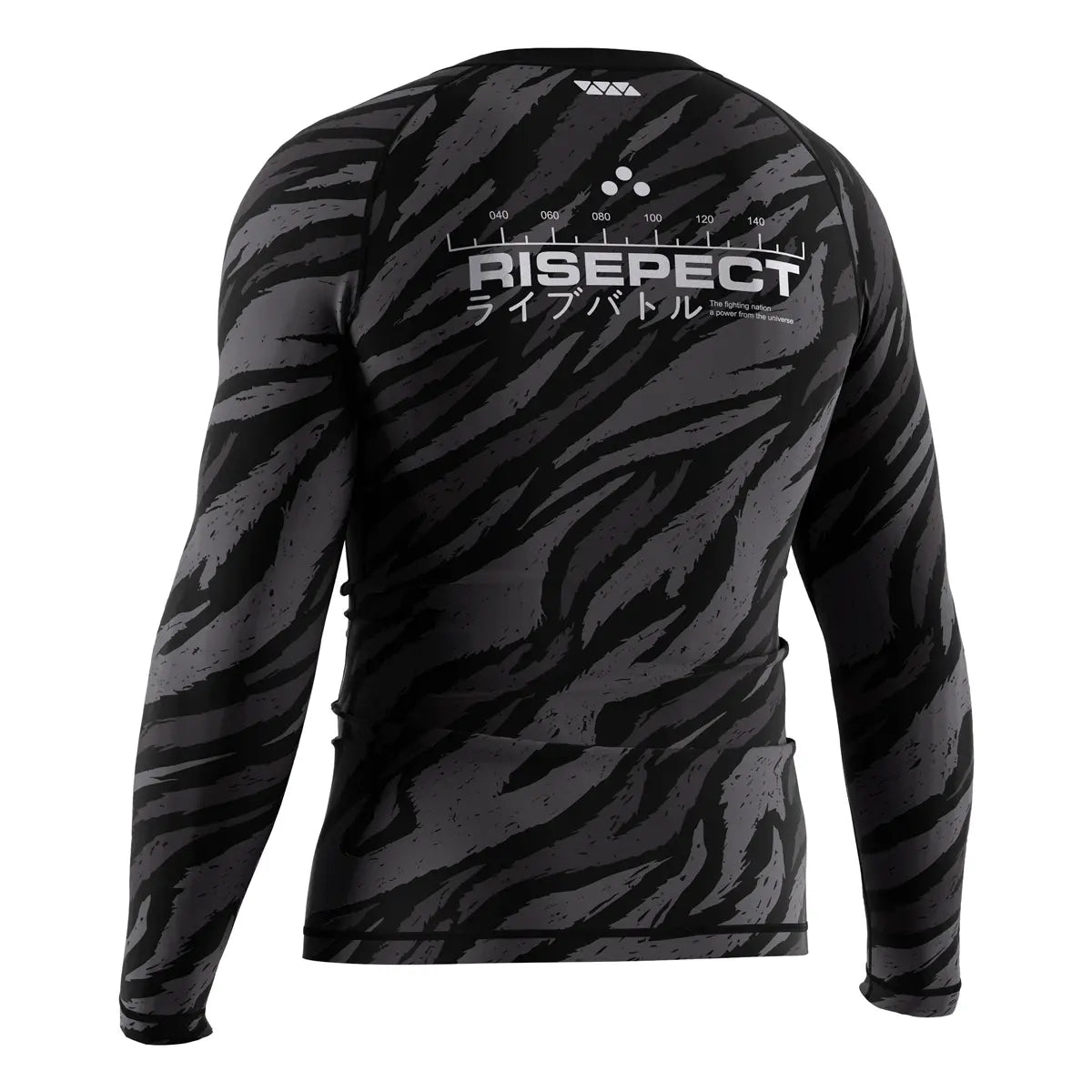 The Left Back View of Tiger Fade Stealth Power Rash Guard 3.0
