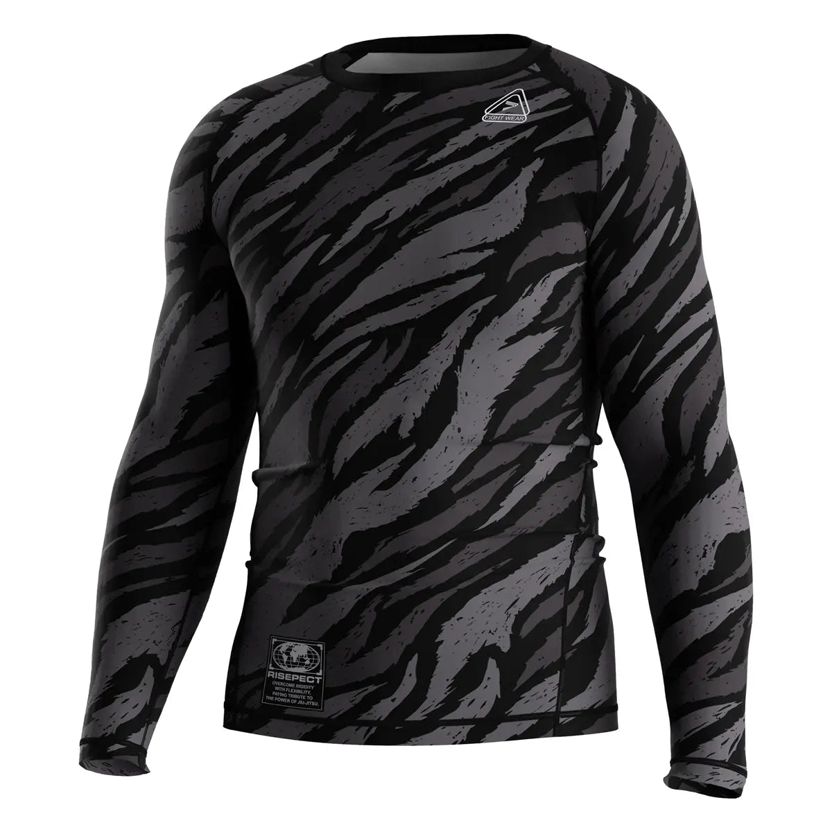 The Left Front View of Tiger Fade Stealth Power Rash Guard 3.0