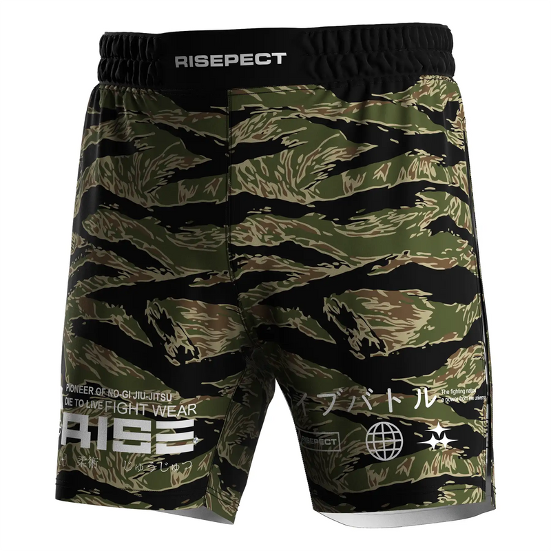 Tigerstripe Camo High Slit MMA BJJ Training Shorts W/ White Lining