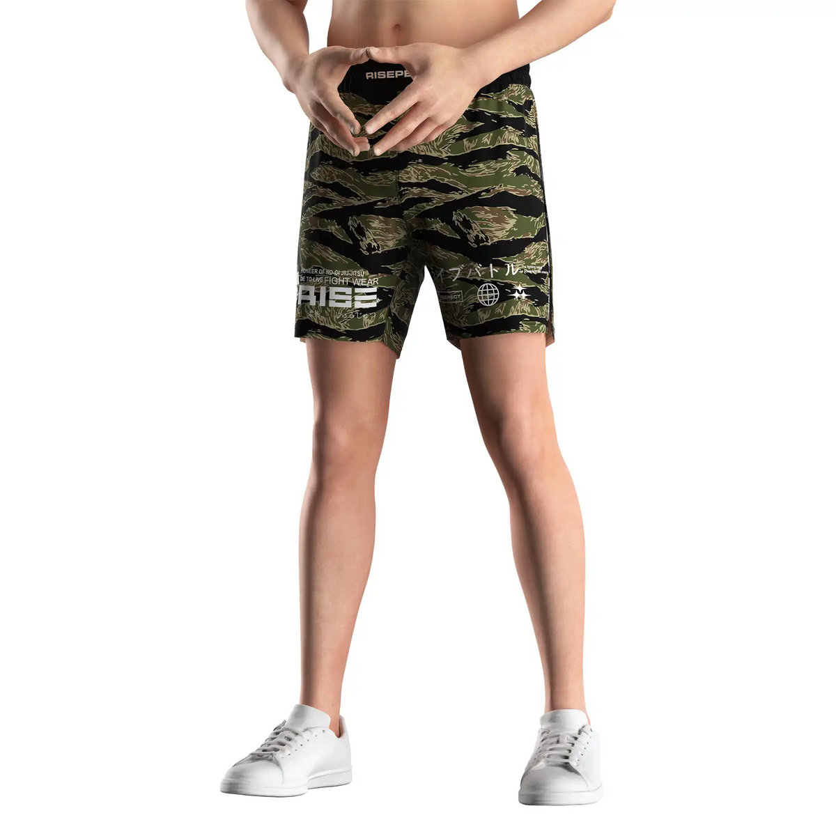 Tigerstripe Camo High Slit MMA BJJ Training Shorts W/ White Lining