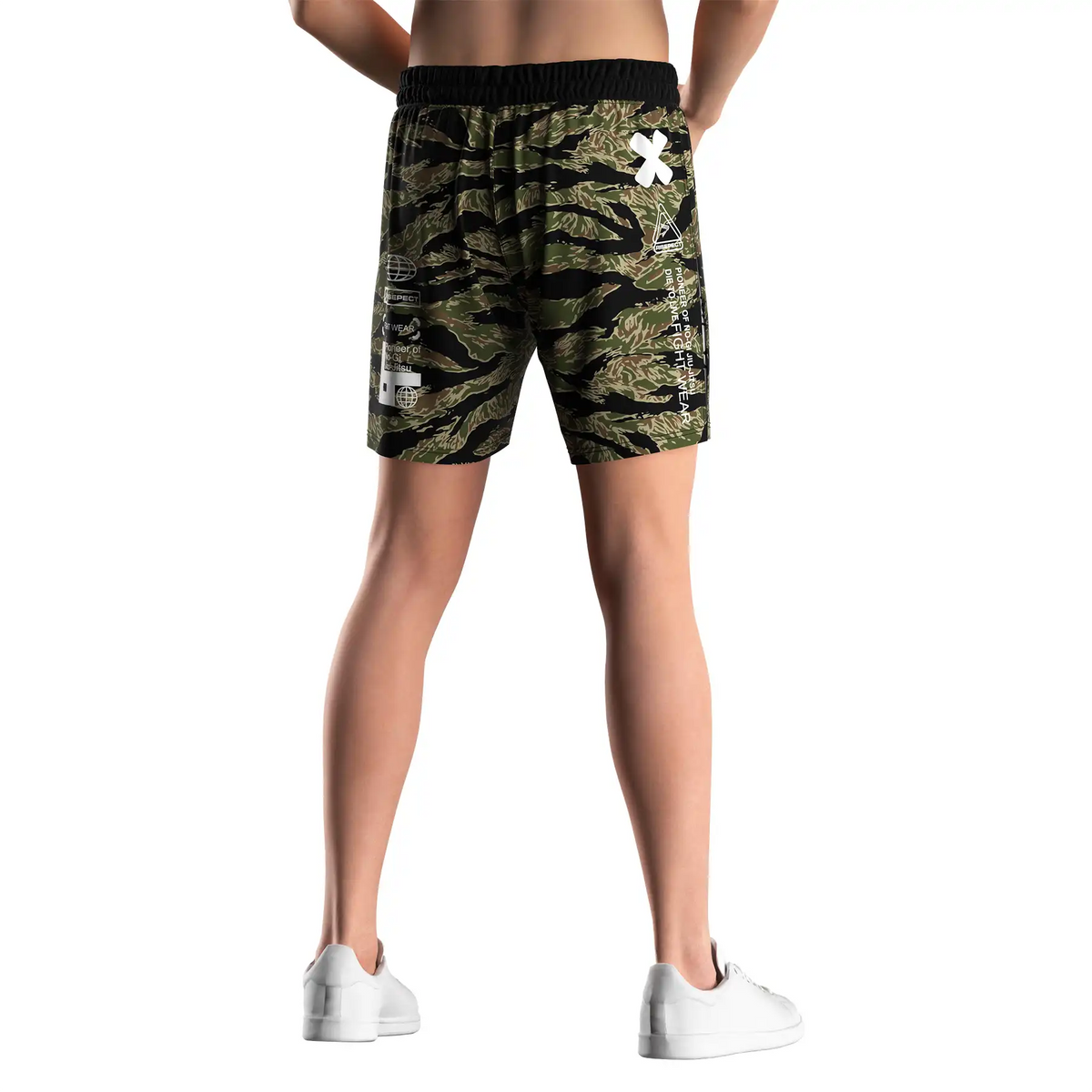 Tigerstripe Camo High Slit MMA BJJ Training Shorts W/ White Lining