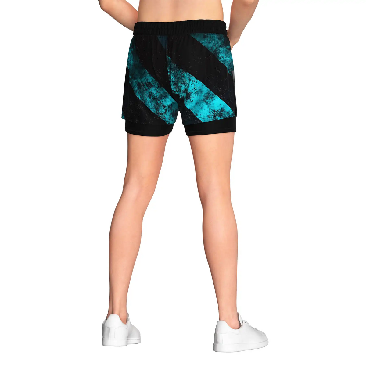 Turquoise Stripes 2in1 BJJ Hybrid Shorts Men