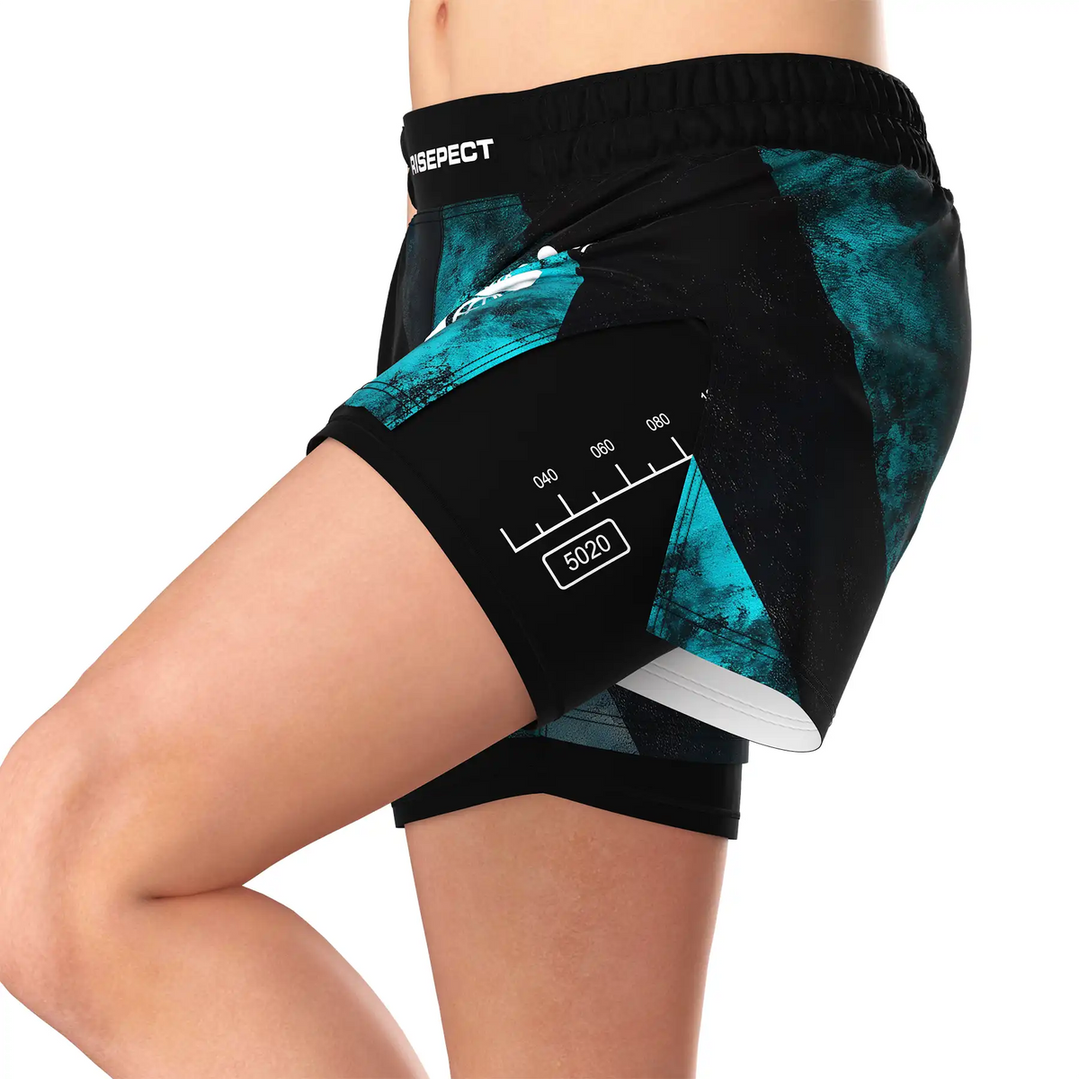 Turquoise Stripes 2in1 BJJ Hybrid Shorts Men