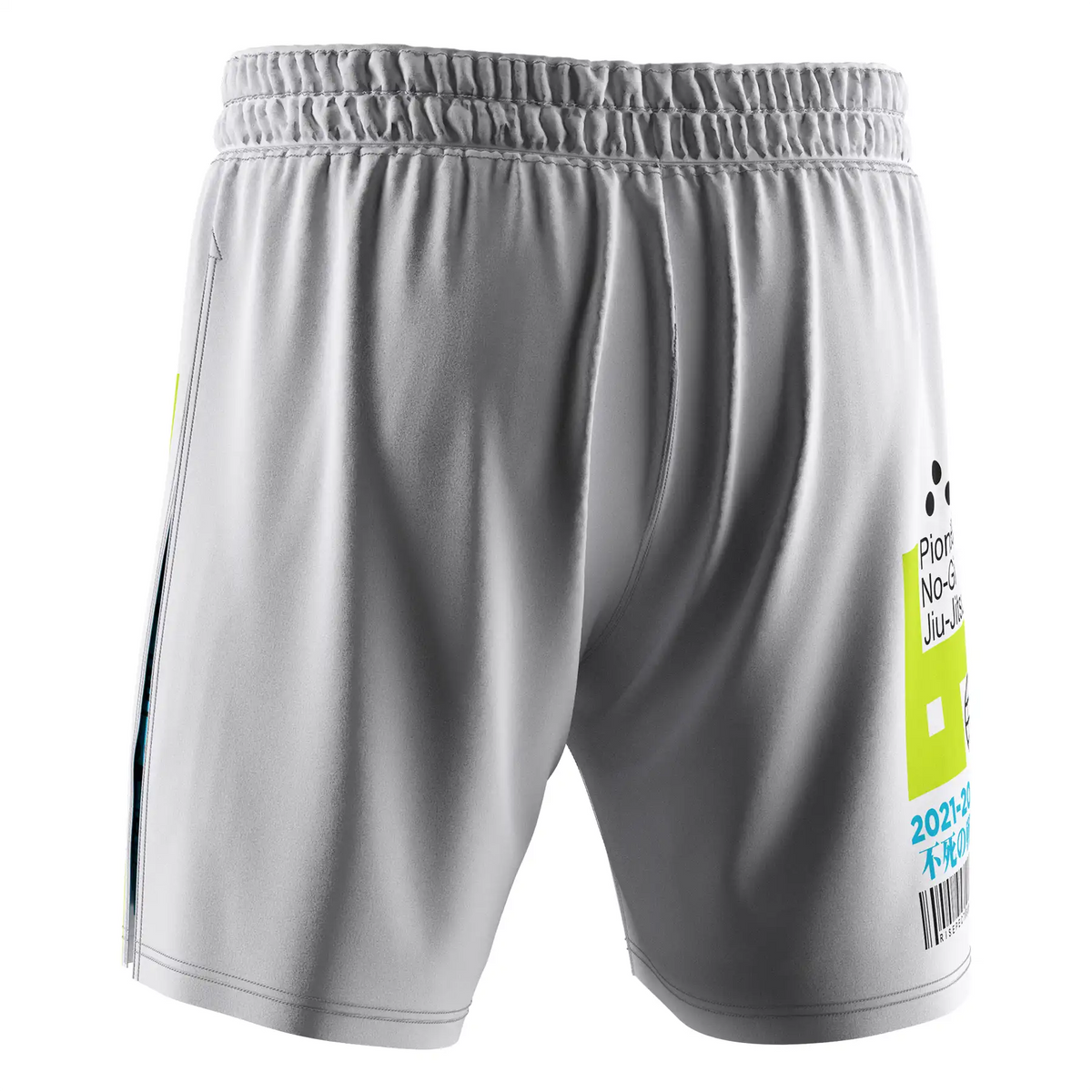White High Slit Grappling Fight Shorts W/ Aqua Lining