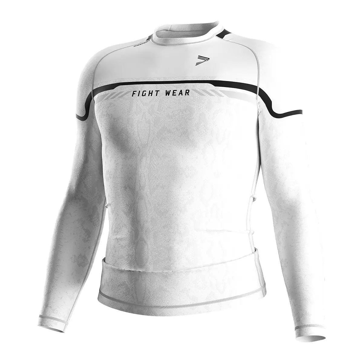 White Long Sleeve Serpent Strike Rash Guard for MMA & BJJ Front View
