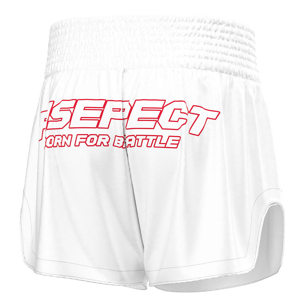 White USA Flag Muay Thai Shorts Patriotic Fight Gear for Men - right back