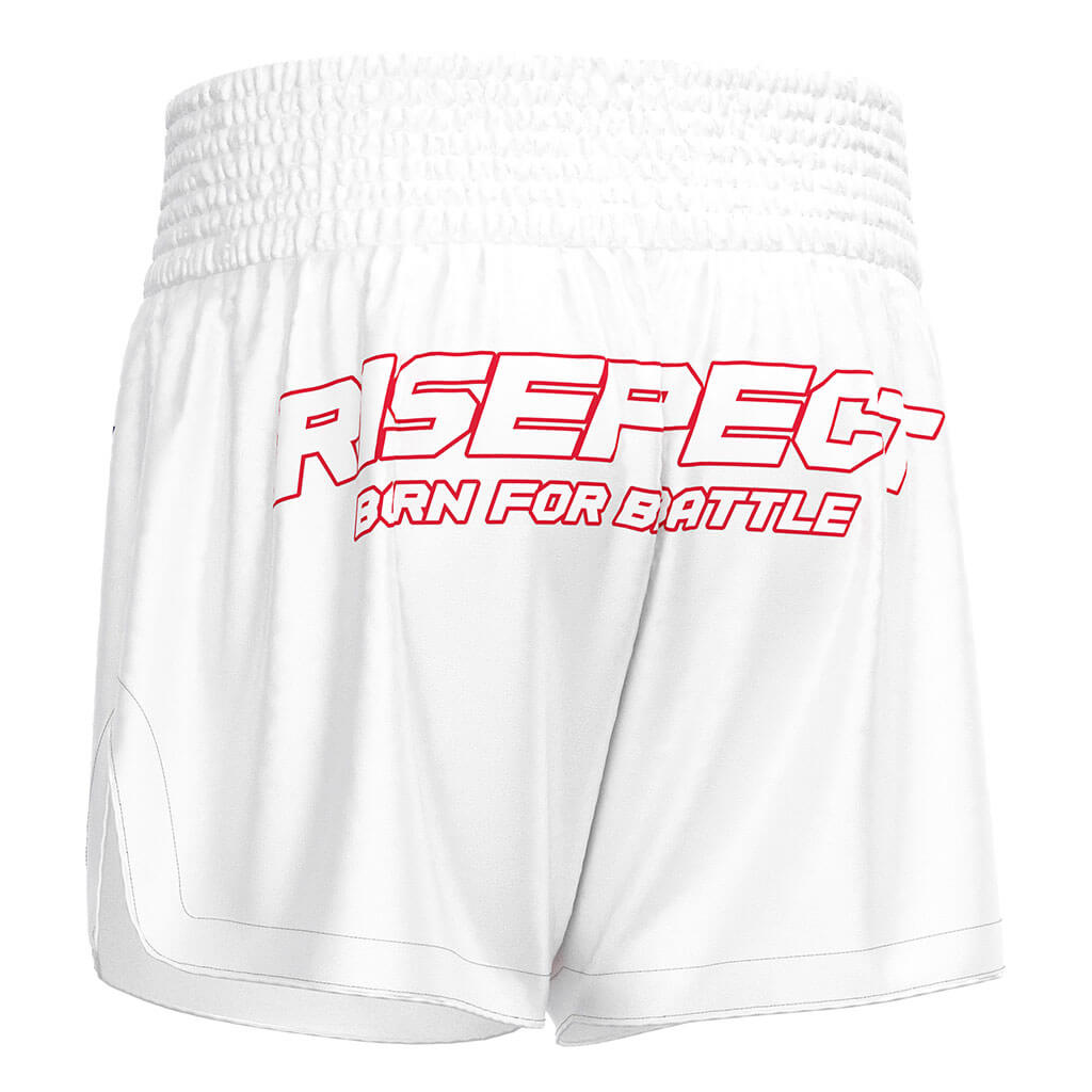 White USA Flag Muay Thai Shorts Patriotic Fight Gear for Men - left back