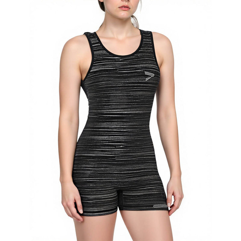 Women's Fitness Black Striped Bodysuit