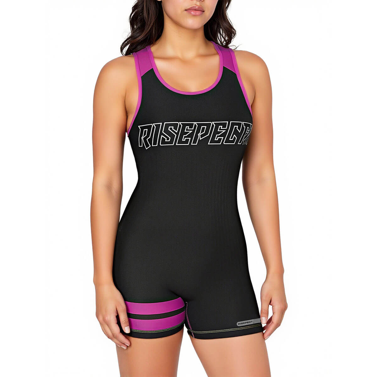 Women's Fitness Bodysuit-Pink Shoulder Strap