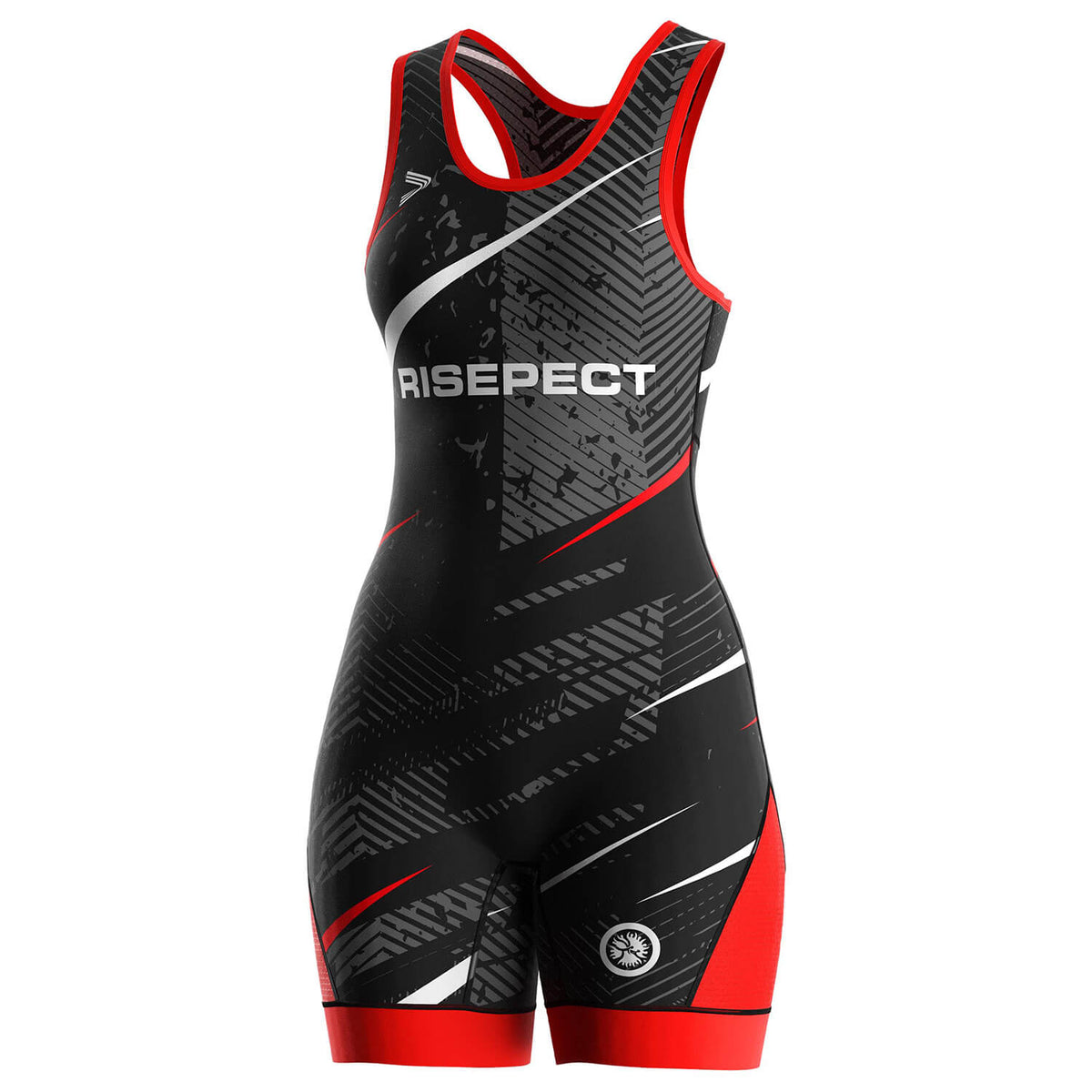 Women's Wrestling Singlet – Black & Red Dynamic Lines