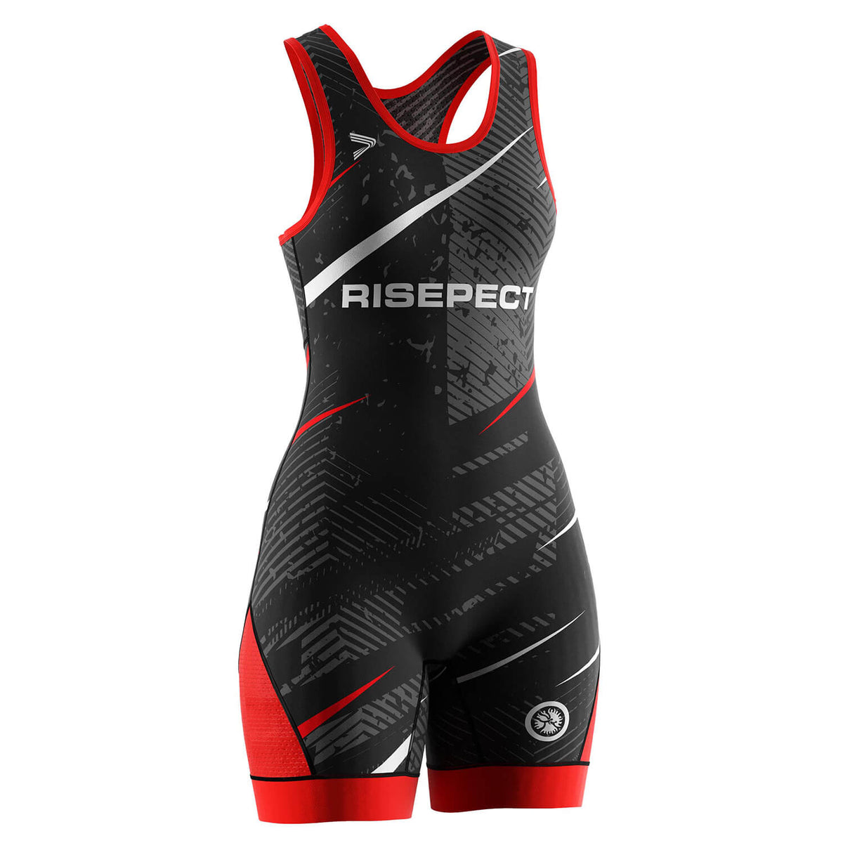 Women's Wrestling Singlet – Black & Red Dynamic Lines