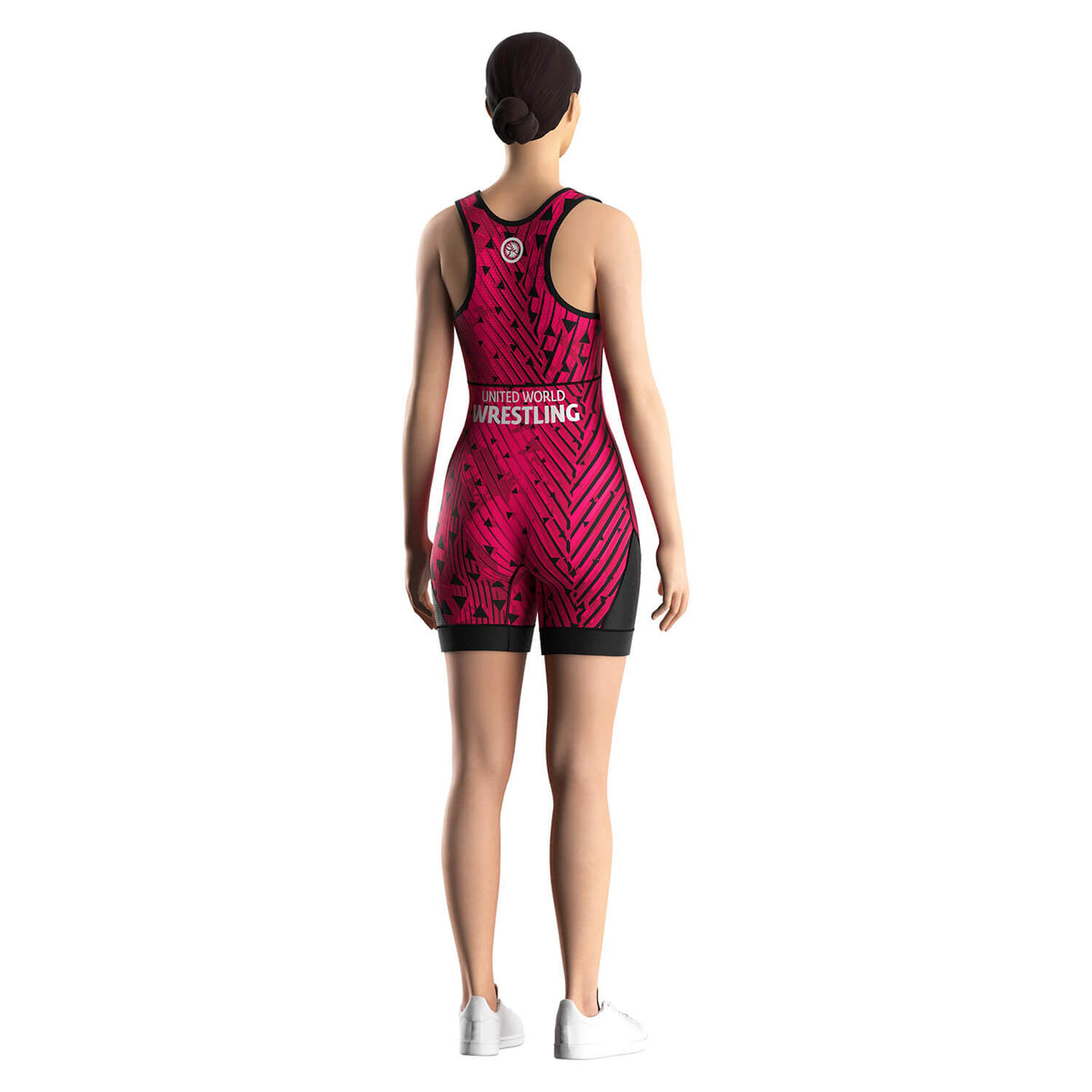 Women's Wrestling Singlet – Magenta with Abstract Stripes