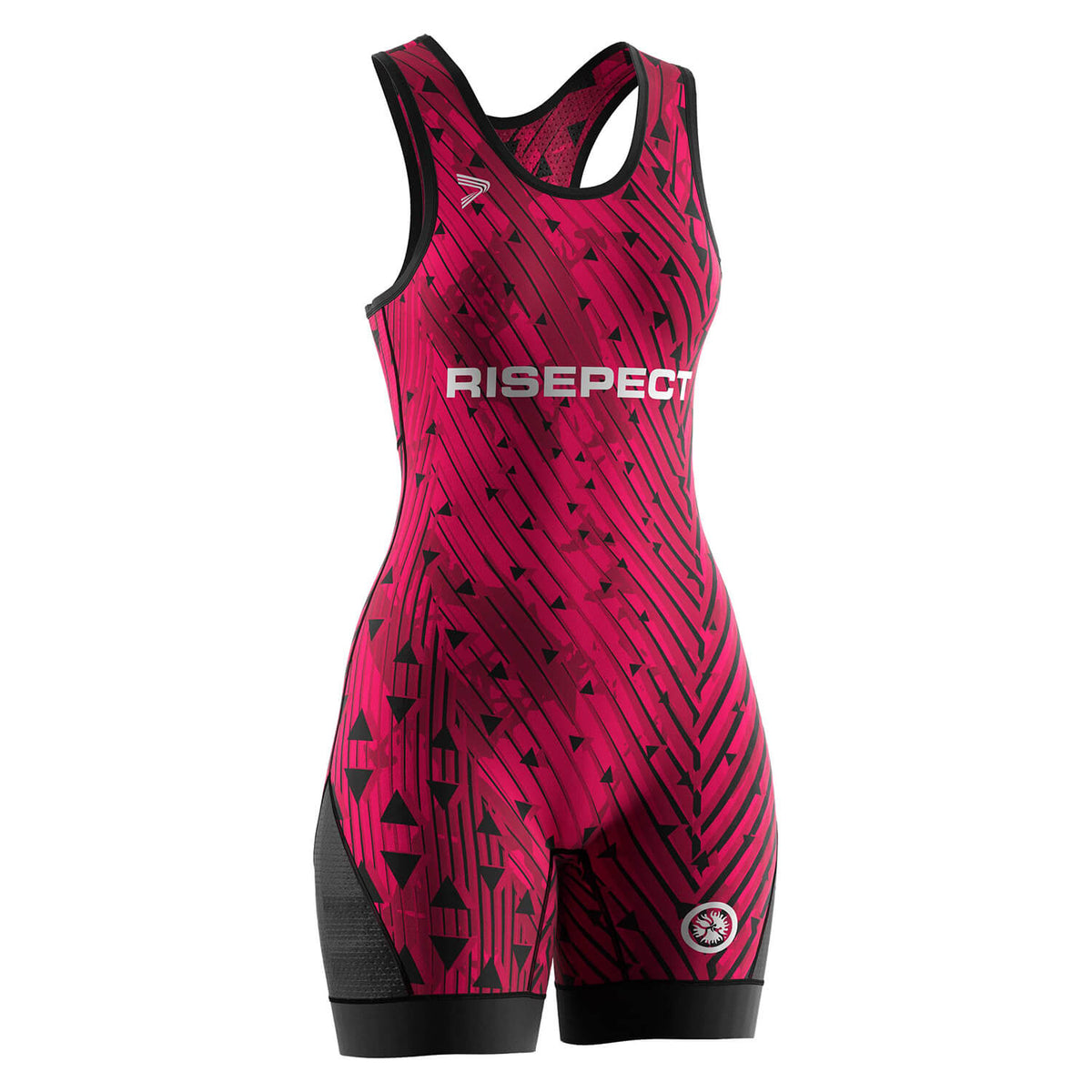 Women's Wrestling Singlet – Magenta with Abstract Stripes
